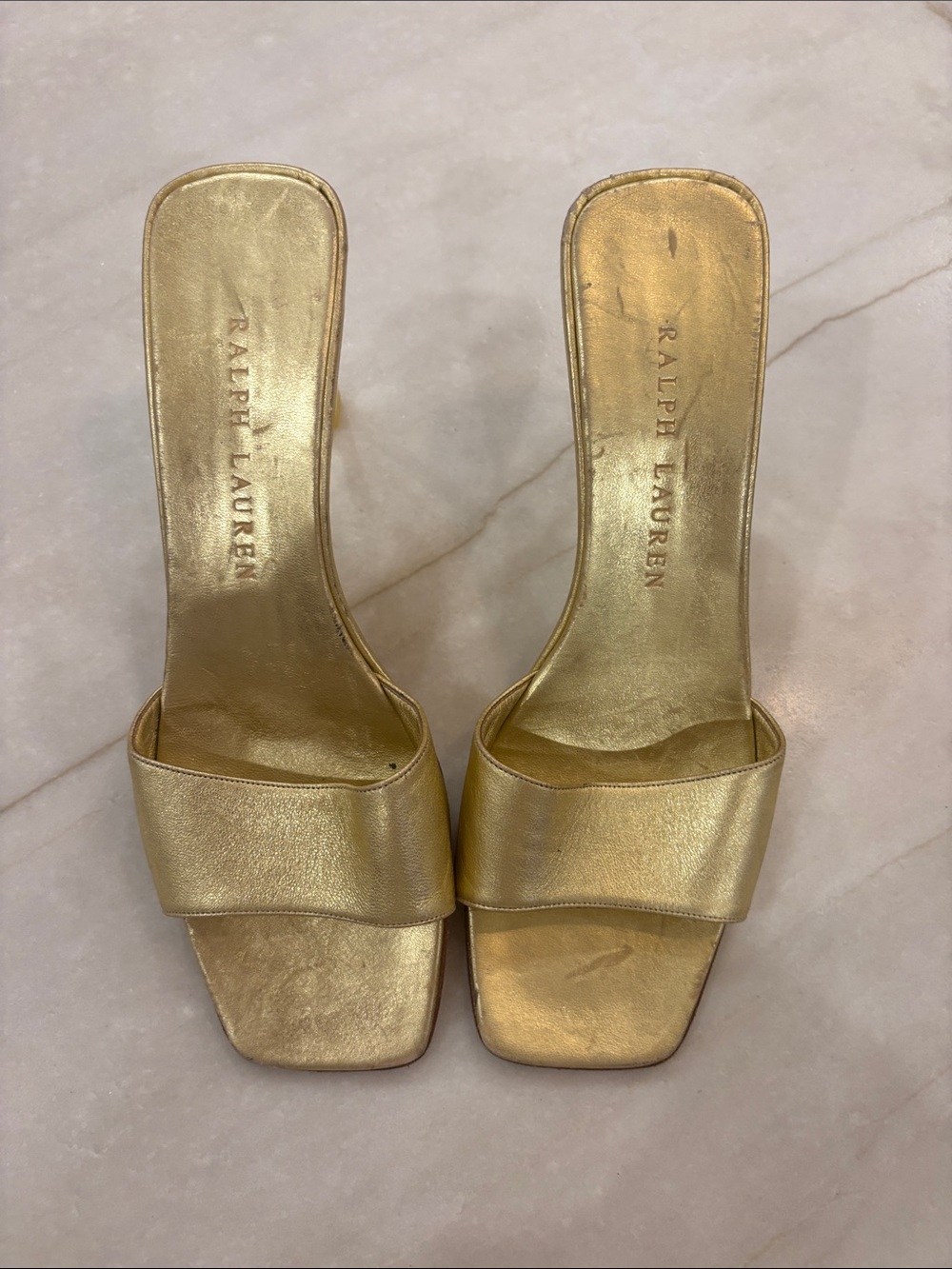 Ralph Lauren Gold Metallic Slide Mules